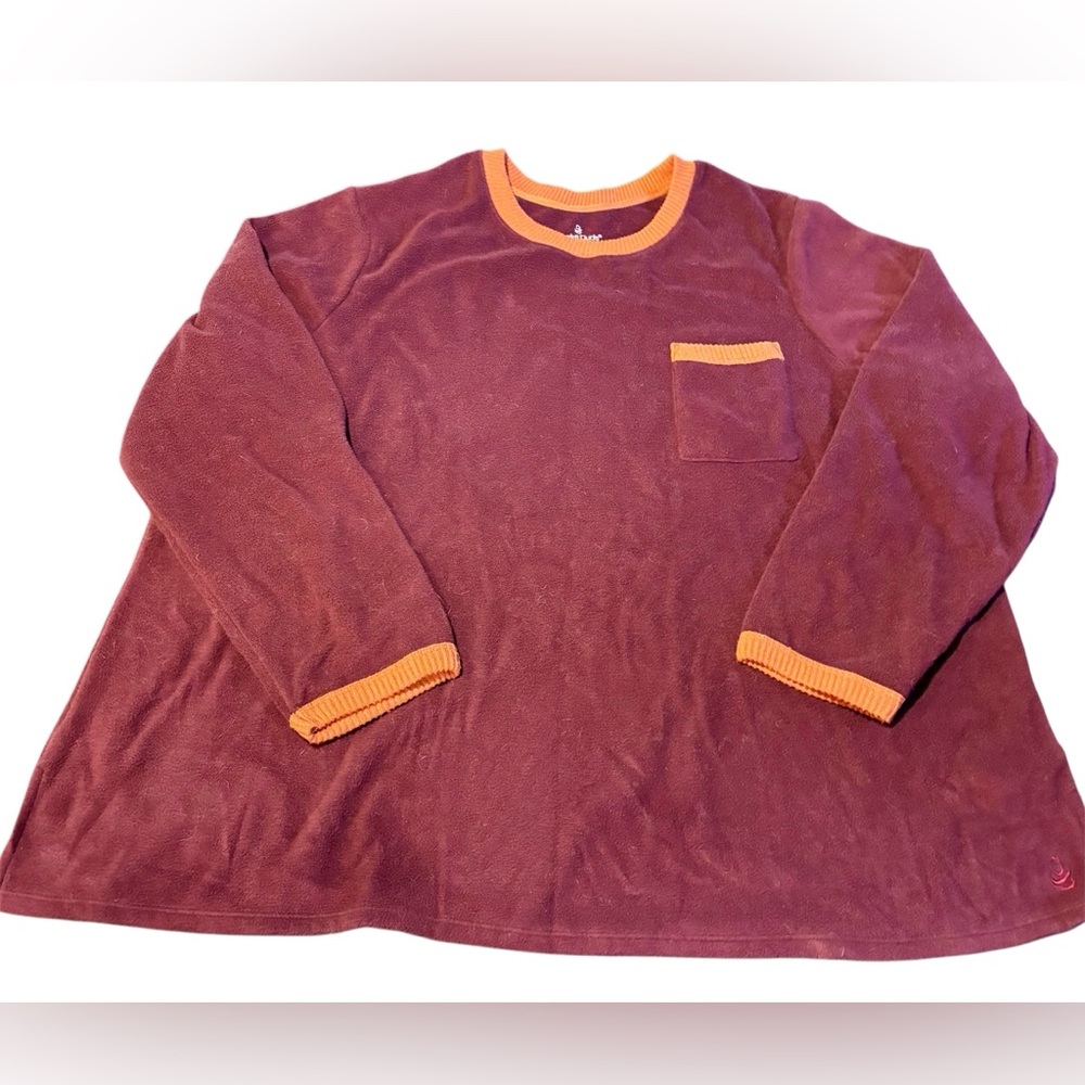 ⭐️Cuddl Duds Fleece Sweatshirt Loungewear Maroon Orange Size 2X Cozy Comfy⭐️